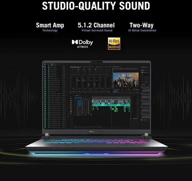 Alt view image 5 of 7 - ASUS ROG Strix G16 Gaming Laptop, 16 FHD+ 16:10 165Hz/3ms Display, NVIDIA GeForce RTX 5070 12GB GDDR7, Intel Core i9-14900HX, 64GB DDR5 4TB PCIe 4.0 SSD, Wi-Fi 7, 4 Zone RGB KB, RJ-45, Win11 Pro