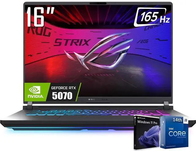 Main image of ASUS ROG Strix G16 Gaming Laptop, 16 FHD+ 16:10 165Hz/3ms Display, NVIDIA GeForce RTX 5070 12GB GDDR7, Intel Core i9-14900HX, 64GB DDR5 4TB PCIe 4.0 SSD, Wi-Fi 7, 4 Zone RGB KB, RJ-45, Win11 Pro