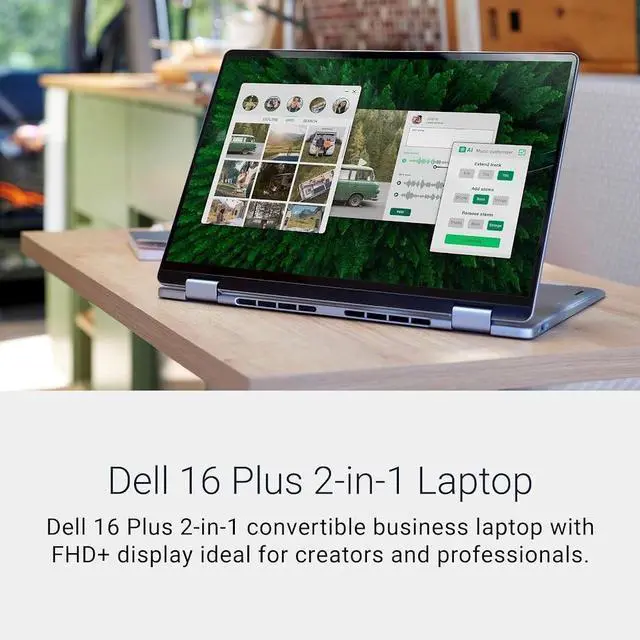 Alt view image 2 of 7 - Dell Plus 2-in-1 Business Copilot PC Laptop, 16" WUXGA Touchscreen 300 nits Display, Intel Core Ultra 5 226V (> i7-1355U), 16GB LPDDR5X RAM / 1TB SSD, Backlit Keyboard, WiFi 7, Win11 Pro
