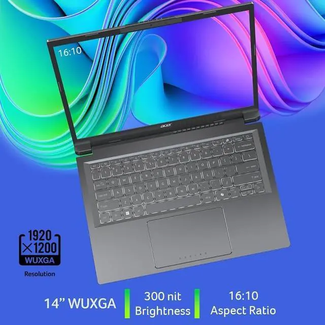 Alt view image 3 of 7 - Acer Aspire Copilot + PC AI Laptop, 14" WUXGA Touchscreen 300-Nits Display, Intel Core Ultra 7 258V(>Ultra 9 185H), Intel ARC 140V, 32GB LPDDR5X / 1TB SSD, Wi-Fi 6E, FHD Webcam, Backlit KB, Win11 Home