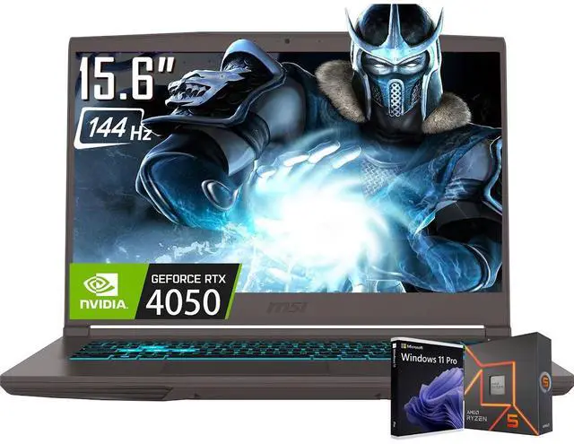 Main image of MSI Thin A15 Gaming Laptop, 15.6" FHD 144Hz Display, AMD Ryzen 5 7535HS(Beat i5-13500HX), NVIDIA GeForce RTX 4050 GPU, 32GB DDR5 / 1TB SSD, Wi-Fi 6E, Bluetooth 5.3, Backlit Keyboard, Win11 Pro