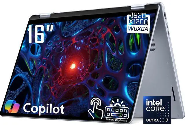 Main image of Dell Plus 2-in-1 AI Ready Business Laptop, 16" FHD+ Touchscreen 300 nits Display, Intel Core Ultra 7 256V (>core i7-1355U), 16GB LPDDR5X 1TB PCIe 4.0 SSD, Backlit Keyboard, Wi-Fi 7, Windows 11 Home