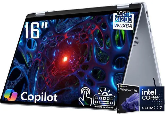 Main image of Dell Plus 2-in-1 AI Ready Business Laptop, 16" FHD+ Touchscreen 300 nits Display, Intel Core Ultra 7 256V (>core i7-1355U), 16GB LPDDR5X 1TB PCIe 4.0 SSD, Backlit Keyboard, Wi-Fi 7, Windows 11 Pro