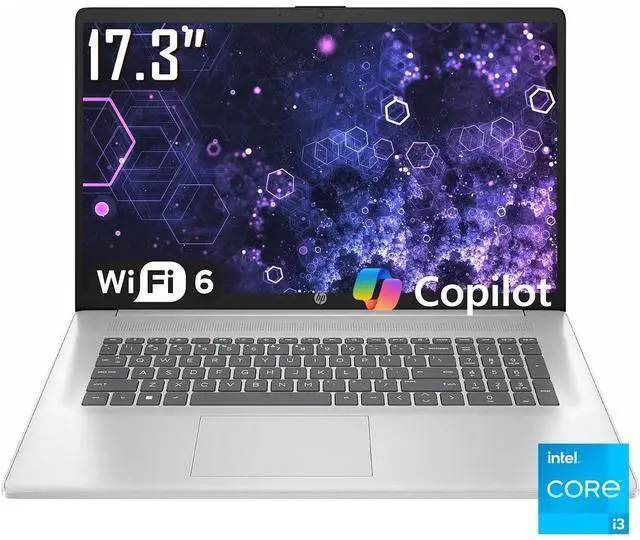 Main image of HP 17.3" HD+ 250 Nits Copilot PC Laptop, Intel Core i3 N305 (Up to 3.80 GHz), Intel UHD Graphics, 16GB DDR4 512GB SSD, WiFi 6, HD Camera, Win11 Home