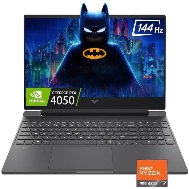 Main image of HP Victus Copilot AI Gaming Laptop, 15.6" FHD IPS 144Hz 300 nits Display, NVIDIA GeForce RTX 4050 6GB GDDR6, AMD Ryzen 7 7445HS (Up to 4.7 GHz), 64GB DDR5 2TB SSD, Backlit KB, RJ-45 Port, Win11 Home