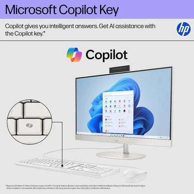 Alt view image 5 of 7 - HP 27 All-in-One Desktop, 27" FHD (1920 x 1080) LED Display, Intel Core 7 Processor 255U (Up to 5.2GHz), 64GB DDR5 RAM / 2TB SSD, Wi-Fi 6, Bluetooth 5.4, Copilot, Wired Keyboard and Mouse, Win11 Pro