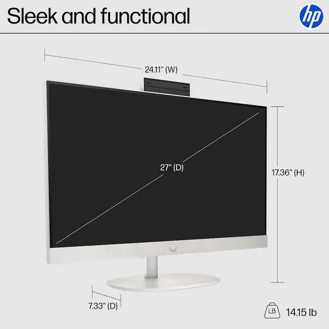 Alt view image 7 of 7 - HP 27 All-in-One Desktop, 27" FHD (1920 x 1080) LED Display, Intel Core 7 Processor 255U (Up to 5.2GHz), 64GB DDR5 RAM / 2TB SSD, Wi-Fi 6, Bluetooth 5.4, Copilot, Wired Keyboard and Mouse, Win11 Pro