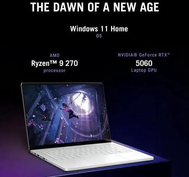 Alt view image 5 of 6 - ASUS ROG Zephyrus G14 Gaming Laptop, 14" OLED 3K 120Hz Display, AMD Ryzen 9 270 (Beat Core i9-13900H), RTX 5060 8GB GDDR7, 16GB LPDDR5X RAM 1TB SSD, Wi-Fi 7, RGB Backlit Keyboard, Win11 Home