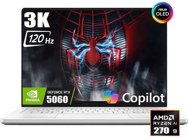 Main image of ASUS ROG Zephyrus G14 Gaming Laptop, 14" OLED 3K 120Hz Display, AMD Ryzen 9 270 (Beat Core i9-13900H), RTX 5060 8GB GDDR7, 16GB LPDDR5X RAM 1TB SSD, Wi-Fi 7, RGB Backlit Keyboard, Win11 Home