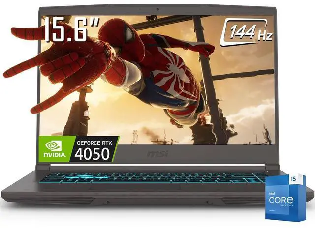 Main image of MSI Thin 15 Gaming Laptop, 15.6" FHD IPS 144Hz Display, Intel Core i5-13420H (Up to 4.6GHz), NVIDIA GeForce RTX 4050 6GB GPU, 64GB RAM / 2TB SSD, Wi-Fi 6E, Bluetooth 5.3, Backlit Keyboard, Win11 Home