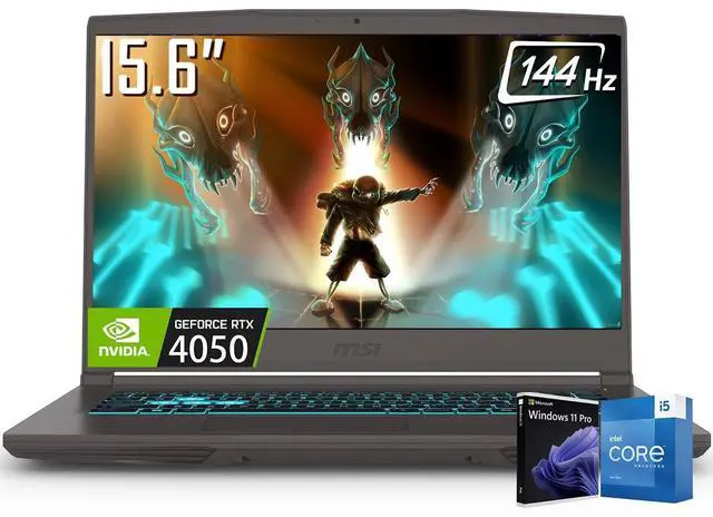 Main image of MSI Thin Gaming Laptop, 15.6" FHD IPS 144Hz Display, Intel Core i5-13420H (Up to 4.6GHz), NVIDIA GeForce RTX 4050 6GB GDDR6, 32GB RAM / 2TB SSD, Wi-Fi 6E, Bluetooth 5.3, Backlit Keyboard, Win11 Pro
