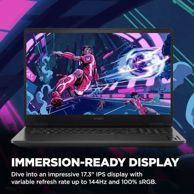 Alt view image 3 of 6 - HP OMEN 17.3" Gaming Laptop, FHD 144Hz IPS LED Display, AMD Ryzen AI 9 365 (Up to 5 GHz), NVIDIA GeForce RTX 5060 8GB GDDR7, 32GB DDR5 1TB SSD, 1-Zone RGB Backlit Keyboard, Wi-Fi 6E, RJ-45, Win11 Home