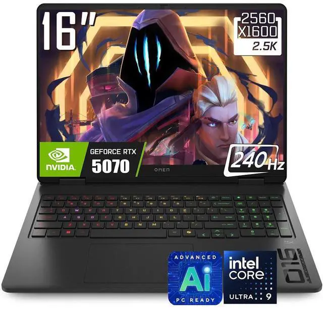 Main image of HP OMEN 16" Gaming Laptop, WQXGA 240Hz IPS 500 Nits Display, Intel Core Ultra 9 285H (Beat Core i9-14900HX), GeForce RTX 5070 8GB GDDR7, 32GB DDR5 1TB SSD, RGB Backlit KB, Wi-Fi 6, RJ-45, Win11 Home