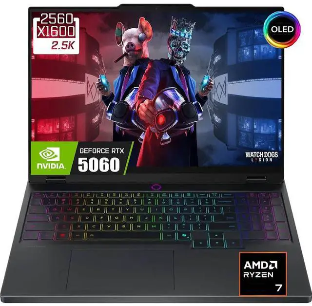 Main image of Lenovo Legion 5 Gaming Laptop, 15.1" WQXGA OLED 165Hz 500 Nits Display, AMD Ryzen 7 260 (Up to 5.1 GHz), GeForce RTX 5060 8GB GDDR7, 32GB DDR5 1TB SSD, 24 Zone RGB Backlit KB, WiFi 7, Win11 Home