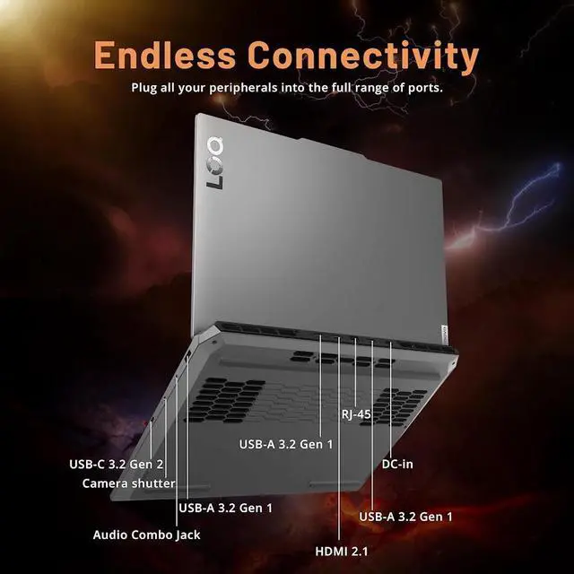 Alt view image 5 of 7 - Lenovo LOQ 15 AI Gaming Laptop, 15.6" IPS LCD FHD 144Hz Display, AMD Ryzen 5 7235HS (>Core i5-12500H), NVIDIA GeForce RTX 4050 6GB GDDR6, 16GB DDR5 / 1TB SSD, White Backlit KB, WiFi 6, Win11 Home