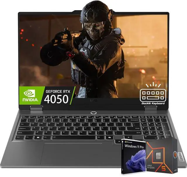 Main image of Lenovo LOQ 15 AI Gaming Laptop, 15.6" IPS LCD FHD 144Hz Display, AMD Ryzen 5 7235HS (>Core i5-12500H), NVIDIA GeForce RTX 4050 6GB GDDR6, 32B DDR5 / 2TB SSD, White Backlit KB, WiFi 6, Win11 Pro