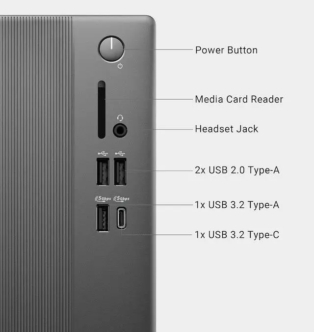 Alt view image 5 of 7 - Dell Tower Plus ECT1250 Desktop, Intel Core Ultra 7 265F (Up to 5.3GHz), NVIDIA GeForce RTX 4060 8GB GDDR6, 32GB DDR5 / 1TB SSD, Wi-Fi 6E, Bluetooth 5.4, Dell Wired Keyboard & Mouse, Win11 Pro
