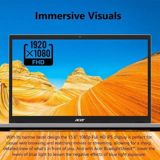 Alt view image 3 of 7 - Acer Aspire Go 15.6" FHD IPS Touch Screen Laptop, AMD Ryzen 5 7520U (>Core i5-1235U), 8GB LPDDR5 / 1TB NVMe SSD, Wi-Fi 6E, HDMI 2.1, Win11 Pro