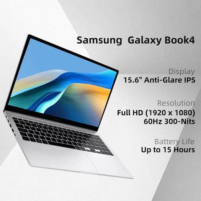Alt view image 2 of 7 - Samsung Galaxy Book 4 AI Laptop, 15.6" FHD 300 Nits Display, Intel 10-Core 7 150U(Beat i7-1355U), 16GB LPDDR4X / 512GB SSD, Fingerprint Reader, Backlit Keyboard, Micro SD Card, Dolby Atmos, Win11 Home
