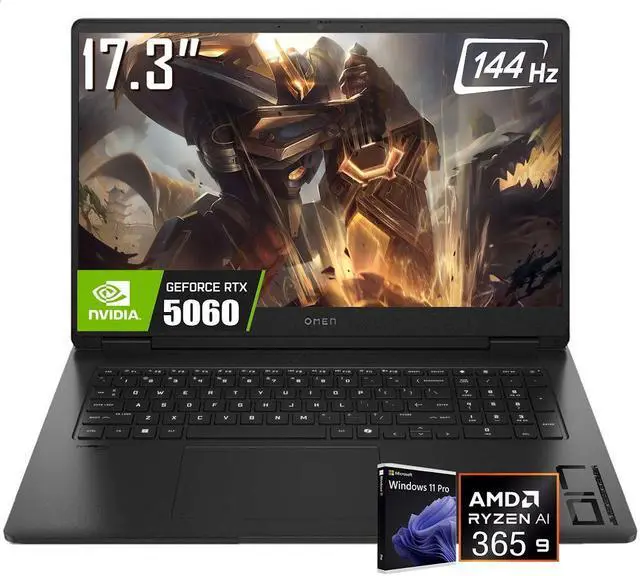 Main image of HP OMEN Gaming Laptop, 17.3" FHD 144Hz IPS LED Display, AMD Ryzen AI 9 365 (>i9-13900H), NVIDIA GeForce RTX 5060 8GB GDDR7, 64GB DDR5 / 2TB SSD, RGB Backlit Keyboard, Wi-Fi 6E, RJ-45, Win11 Pro