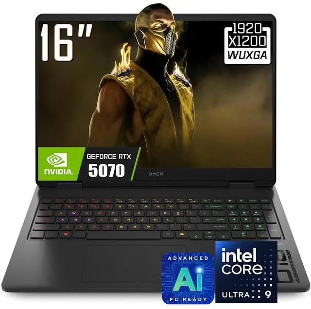 Main image of HP OMEN 16" AI Gaming Laptop, 2K 144Hz IPS 300Nits Display, Intel Core Ultra 9 285H(>Core i9-14900HX), GeForce RTX 5070 8GB GDDR7, 32GB DDR5 1TB SSD, 4-Zone RGB Backlit KB, Wi-Fi 6E, RJ-45, Win11 Home