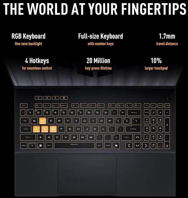 Alt view image 4 of 7 - ASUS TUF F16 Gaming Laptop, 16" WUXGA 165Hz Display, Intel 16-Core i7-14650HX(Up to 5.2 GHz), GeForce RTX 5070 8GB GDDR7, 16GB DDR5 RAM / 1TB PCIe SSD, RGB Backlit KB, Thunderblot 4, RJ-45, Win11 Pro