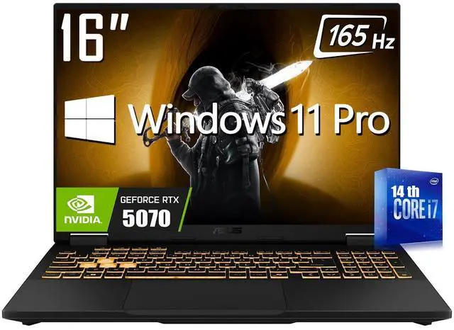 Main image of ASUS TUF F16 Gaming Laptop, 16" WUXGA 165Hz Display, Intel 16-Core i7-14650HX(Up to 5.2 GHz), GeForce RTX 5070 8GB GDDR7, 16GB DDR5 RAM / 1TB PCIe SSD, RGB Backlit KB, Thunderblot 4, RJ-45, Win11 Pro