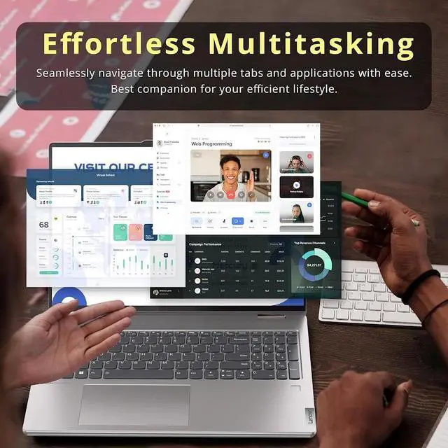 Alt view image 3 of 7 - Lenovo Yoga 7i 2-in-1 Business AI Laptop, 16" 2K Touchscreen 300 nits Display, AMD Ryzen 7 8840HS (>Core i7-13700H), 16GB 6400 MHz LPDDR5X RAM / 512GB SSD, Backlit KB, Fingerprint, WiFi 6E, Win11 Pro