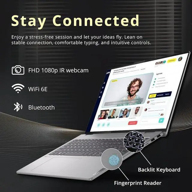 Alt view image 5 of 7 - Lenovo Yoga 7i 2-in-1 Business AI Laptop, 16" 2K Touchscreen 300 nits Display, AMD Ryzen 7 8840HS (>Core i7-13700H), 16GB 6400 MHz LPDDR5X RAM / 512GB SSD, Backlit KB, Fingerprint, WiFi 6E, Win11 Pro