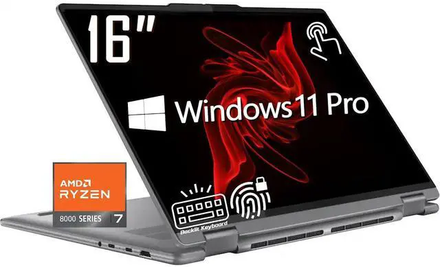 Main image of Lenovo Yoga 7i 2-in-1 Business AI Laptop, 16" 2K Touchscreen 300 nits Display, AMD Ryzen 7 8840HS (>Core i7-13700H), 16GB 6400 MHz LPDDR5X RAM / 512GB SSD, Backlit KB, Fingerprint, WiFi 6E, Win11 Pro