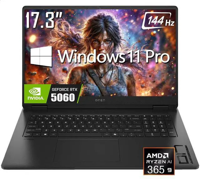 Main image of HP OMEN Gaming Laptop, 17.3" FHD 144Hz IPS LED Display, AMD Ryzen AI 9 365 (>i9-13900H), NVIDIA GeForce RTX 5060 with 8GB GDDR7, 32GB DDR5 / 1TB SSD, RGB Backlit KB, Wi-Fi 6E, RJ-45, Win11 Pro