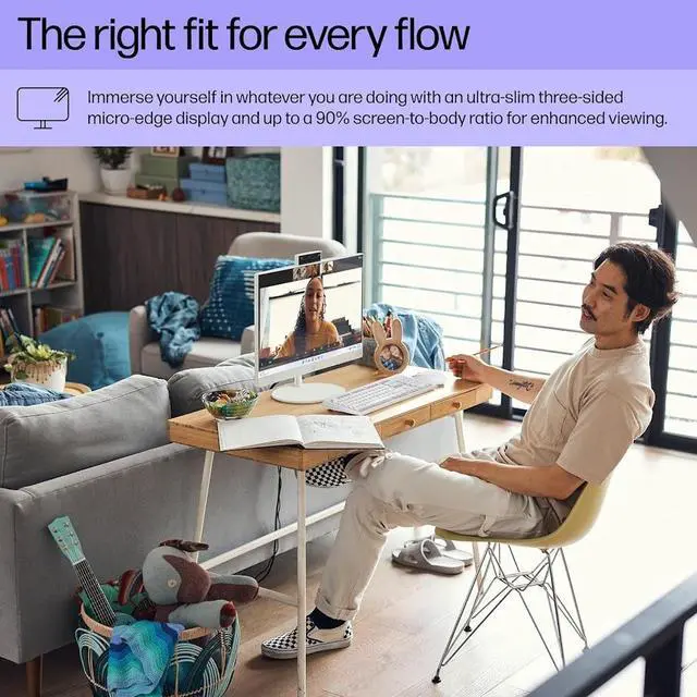 Alt view image 5 of 7 - HP 27 All-in-One Desktop, 27" FHD (1920 x 1080) LED Display, Intel Core 7 Processor 255U (Up to 5.2GHz), 24GB DDR5 RAM / 1TB SSD, Wi-Fi 6, Bluetooth 5.4, Copilot, Wired Keyboard and Mouse, Win11 Home