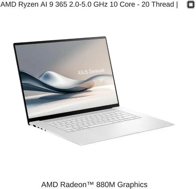 Alt view image 4 of 7 - ASUS Zenbook AI Business Laptop, 16" OLED 3K Touchscreen 120Hz 500 nits Display, AMD Ryzen AI 9 365 (beats i9-13900H), 24GB LPDDR5X / 2TB SSD, Backlit KB, WiFi 7, Facial Recognition, Win 11 Pro