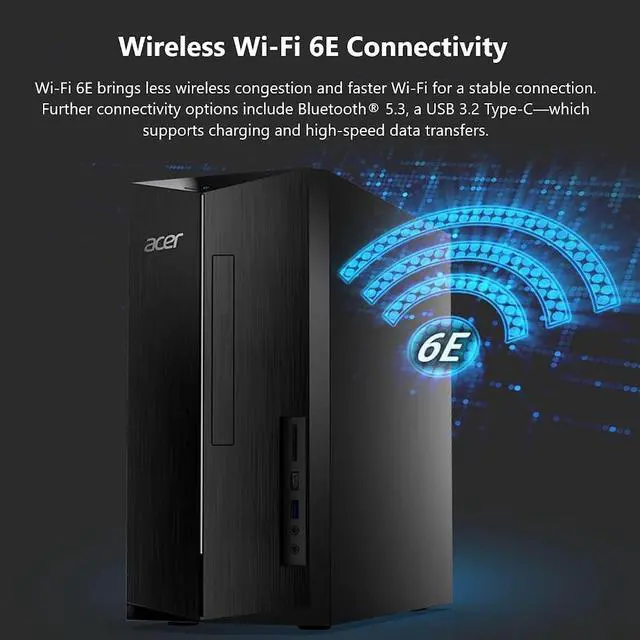Alt view image 6 of 7 - Acer Aspire Tower Desktop Computer, Intel 10-Core i5-14400, 32GB DDR5 / 2TB SSD, Intel 730 UHD Graphics, WiFi 6E, Bluetooth 5.3, USB Wired Keyboard & Mouse, Win11 Pro
