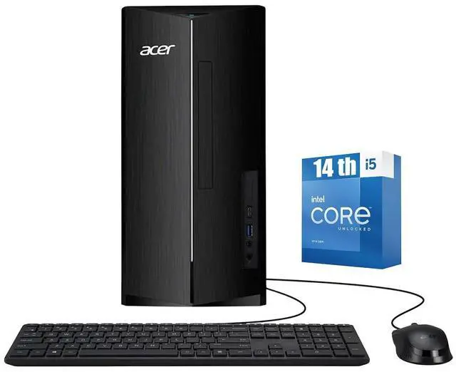 Main image of Acer Aspire Tower Desktop Computer, Intel 10-Core i5-14400, 16GB DDR5 / 1TB SSD, Intel 730 UHD Graphics, WiFi 6E, Bluetooth 5.3, USB Wired Keyboard & Mouse, Win11 Home