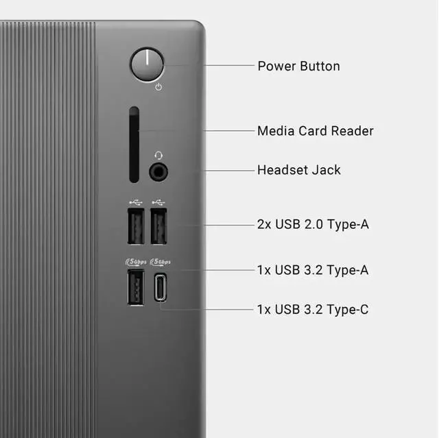 Alt view image 5 of 7 - Dell ECT1250 Tower Desktop Computer, Intel 10-Core Ultra 5 225, 32GB DDR5 RAM / 1TB NVMe SSD, Intel UHD Graphics, Wi-Fi 6 & Bluetooth 5.4, Wired Keyboard & Mouse, AI Copilot, Win11 Pro
