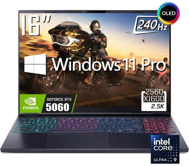 Main image of Acer Predator Helios Neo 16S AI Gaming Laptop, 16" OLED QHD 240Hz 500 Nit Display, Intel Core Ultra 9 275HX(>Core i9-14900HX), RTX 5060 8GB GDDR7, 16GB DDR5, 1TB SSD, 4-Zone RGB Backlit KB, Win11 Pro