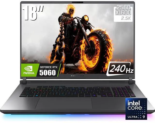 Main image of ASUS ROG Strix G18 Gaming Laptop, 18 2.5K 240Hz 500 Nits Display, Intel 24-Core Ultra 9 275HX (Up to 5.4GHz), GeForce RTX 5060 8GB GDDR7, 32GB DDR5 2TB SSD, Wi-Fi 7, 4 Zone RGB KB, RJ-45, Win11 Home