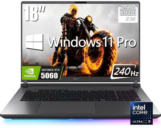 Main image of ASUS ROG Strix G18 Gaming Laptop, 18 2.5K 240Hz 500 Nits Display, Intel 24-Core Ultra 9 275HX (Up to 5.4GHz), GeForce RTX 5060 8GB GDDR7, 32GB DDR5 2TB SSD, Wi-Fi 7, 4 Zone RGB KB, RJ-45, Win11 Pro