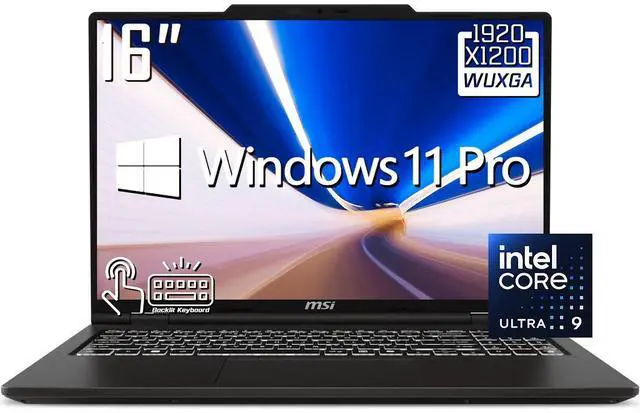 Main image of MSI Venture 16 AI Business Laptop, 16" FHD+ IPS Touchscreen Display, Intel 16 Core Ultra 9 285H(>Core i9-13900H), 32GB DDR5 / 1TB SSD, Backlit KB, Wi-Fi 6E, Bluetooth 5.3, RJ-45, Win11 Pro