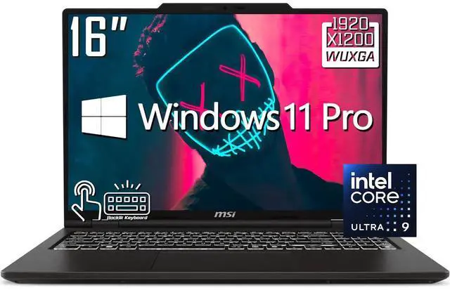 Main image of MSI Venture 16 AI Business Laptop, 16" WUXGA IPS Touchscreen Display, Intel 16 Core Ultra 9 285H(>Core i9-13900H), 32GB DDR5 / 512GB SSD, Backlit KB, Wi-Fi 6E, Bluetooth 5.3, RJ-45, Win11 Pro