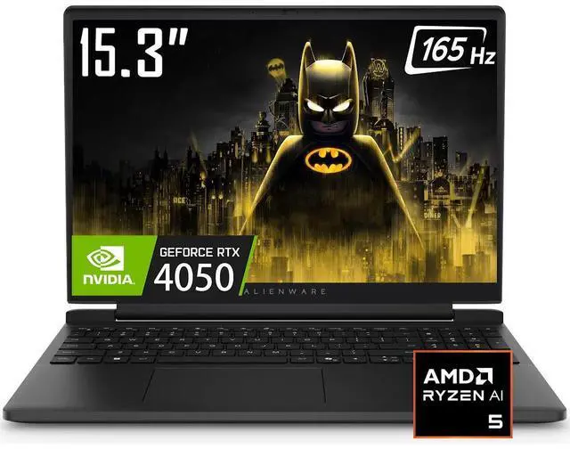 Main image of Dell Alienware 15 Gaming Laptop, 15.3" WUXGA 165Hz 300 Nits 16:10 Display, AMD Ryzen 5 220 (Beat Core i7-1355U), GeForce RTX 4050 6GB GDDR6, 64GB DDR5 / 2TB SSD, Wi-Fi 6, Backlit Keyboard, Win11 Home