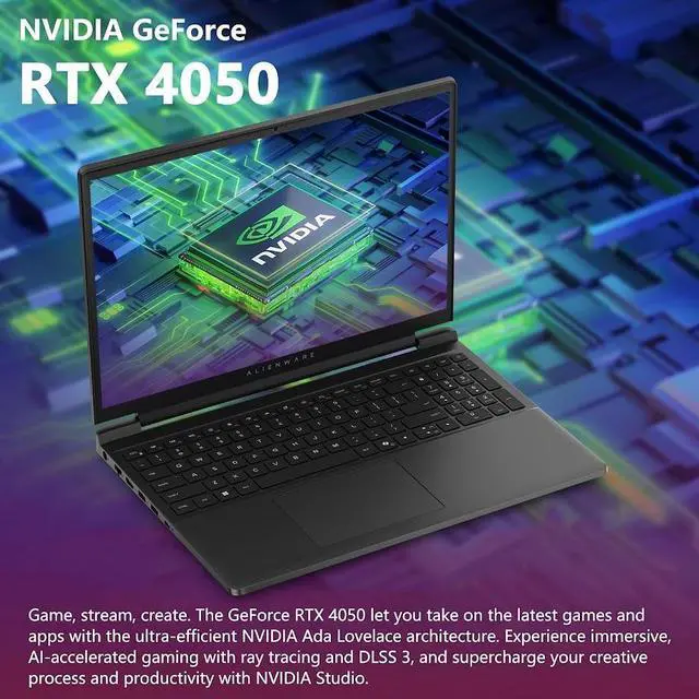 Alt view image 5 of 7 - Dell Alienware 15 Gaming Laptop, 15.3" WUXGA 165Hz 300 Nits 16:10 Display, AMD Ryzen 5 220 (Beat Core i7-1355U), GeForce RTX 4050 6GB GDDR6, 64GB DDR5 / 2TB SSD, Wi-Fi 6, Backlit Keyboard, Win11 Home