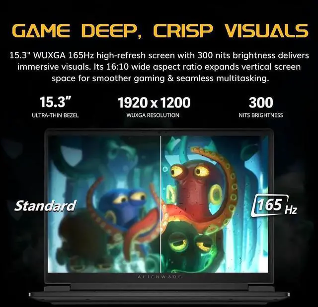Alt view image 4 of 7 - Dell Alienware 15 Gaming Laptop, 15.3" WUXGA 165Hz 300 Nits 16:10 Display, AMD Ryzen 5 220 (Beat Core i7-1355U), GeForce RTX 4050 6GB GDDR6, 64GB DDR5 / 2TB SSD, Wi-Fi 6, Backlit Keyboard, Win11 Home