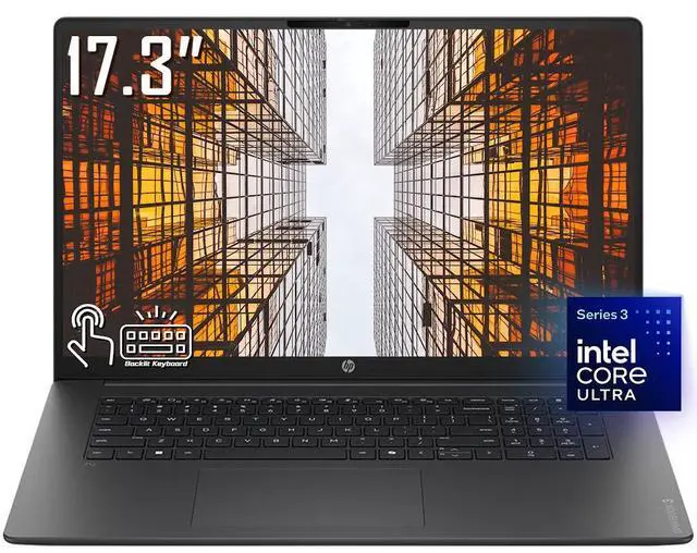 Main image of HP OmniBook 3 Business AI Laptop, 17.3" FHD IPS 300 Nits Display, Intel Core Ultra 7 355 (Up to 49 NPU TOPS), 16GB DDR5 / 1TB SSD, Wi-Fi 6, Bluetooth 5.4, Backlit Keyboard, FHD IR Camera, Win 11 Home