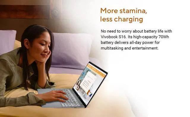 Alt view image 5 of 7 - ASUS Vivobook S16 Business AI Laptop, 16" WUXGA Touchscreen 120Hz 400 nits Display, AMD Ryzen AI 9 465 (beats i9-14900H), 32GB DDR5 / 1TB SSD, Backlit KB, WiFi 6, Bluetooth 5.4, Win 11 Pro