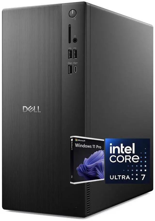 Main image of Dell ECT1250 Tower Desktop Computer, Intel 20-Core Ultra 7 265, 32GB DDR5 RAM / 1TB NVMe SSD, Intel UHD Graphics, Wi-Fi 6 & Bluetooth 5.4, Wired Keyboard & Mouse, AI Copilot, Win11 Pro