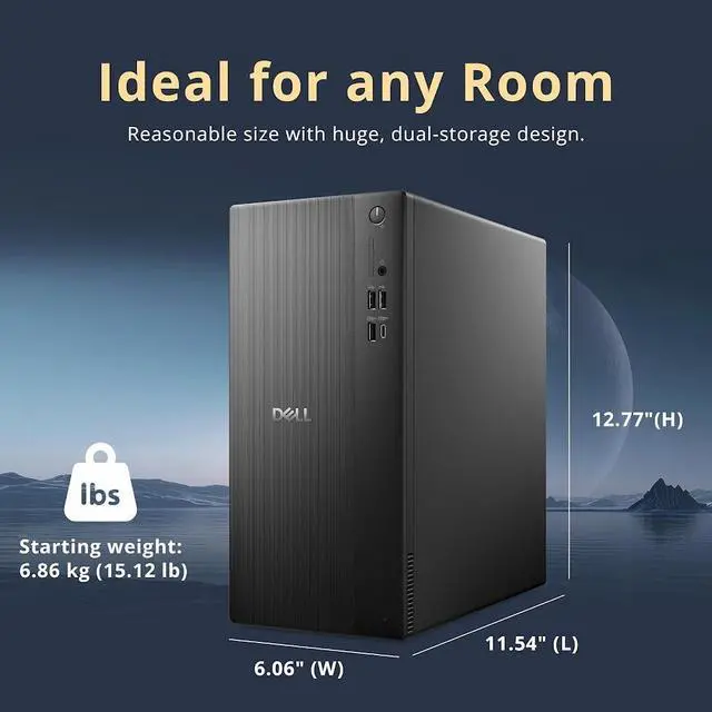 Alt view image 6 of 7 - Dell ECT1250 Tower Desktop Computer, Intel 20-Core Ultra 7 265F, 32GB DDR5 RAM / 1TB NVMe SSD, GeForce RTX 5060 8G GDDR7, Wi-Fi 6 & Bluetooth 5.4, Wired Keyboard & Mouse, AI Copilot, Win11 Pro