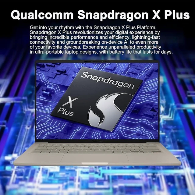 Alt view image 2 of 7 - ASUS Zenbook 14 AI Business Laptop, 14" OLED 2K 60Hz 600 nits Display, Snapdragon X Plus X1P 42 100, 16GB LPDDR5X / 512GB SSD, Backlit Keyboard, WiFi 6E, Facial Recognition, Win 11 Home