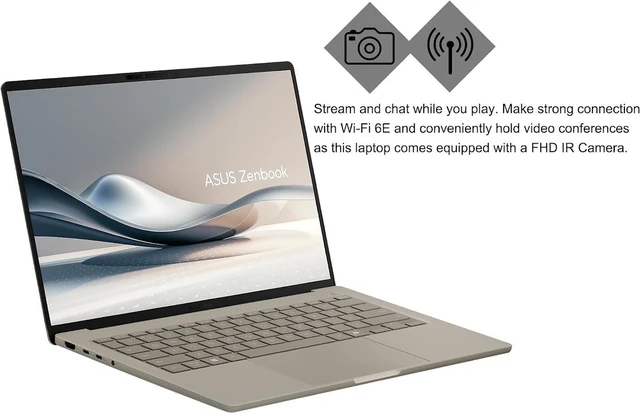 Alt view image 6 of 7 - ASUS Zenbook 14 AI Business Laptop, 14" OLED 2K 60Hz 600 nits Display, Snapdragon X Plus X1P 42 100, 16GB LPDDR5X / 512GB SSD, Backlit Keyboard, WiFi 6E, Facial Recognition, Win 11 Home